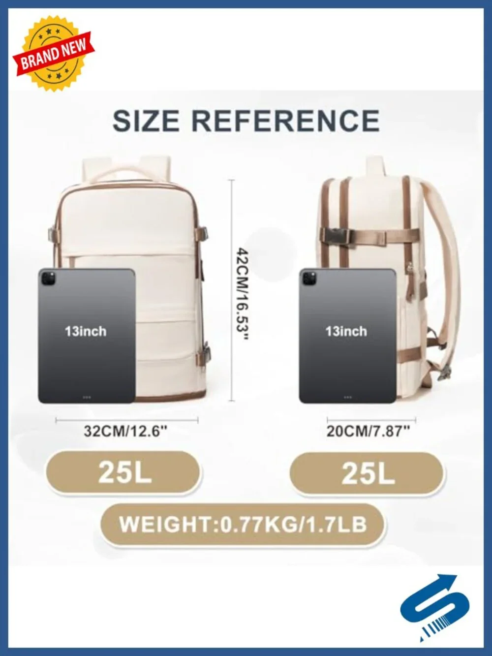 Waterproof Travel Backpack with Laptop Compartment & Shoe Storage 25L